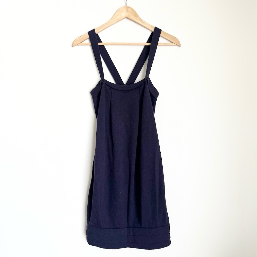 Armani Exchange Wool Blend V-Back Mini Dress in Plum